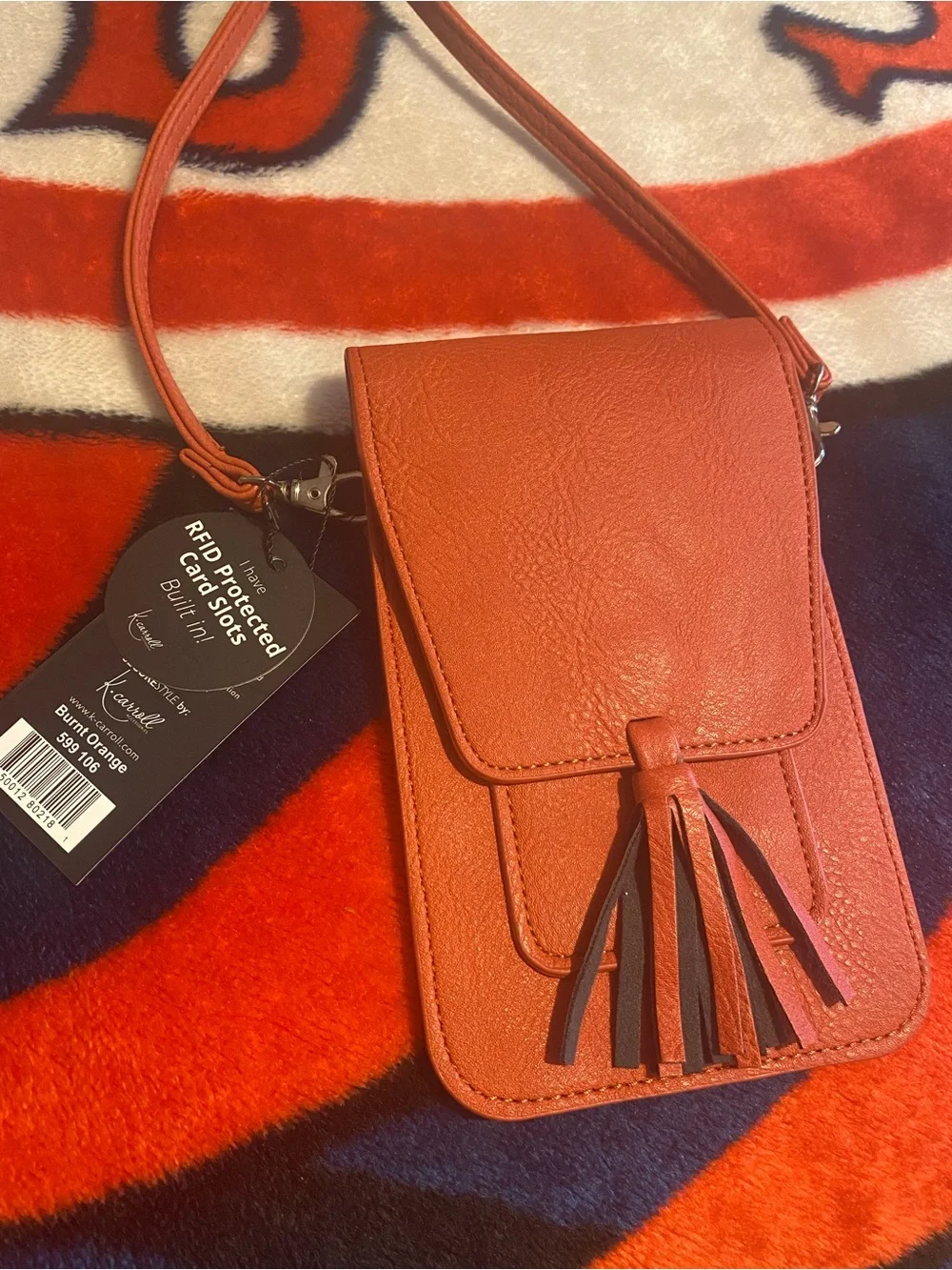 Women's K. Carroll Crossbody Phone Bag with Tassel - Orange